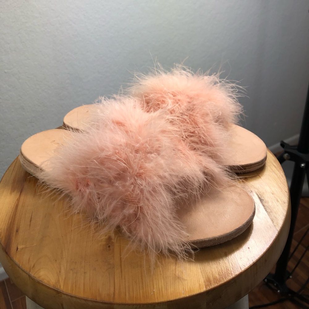 Brother Vellies Rose Marabou Lamu Slides